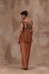 Peplum top with opada silk yoke in copper colour with tissue flare